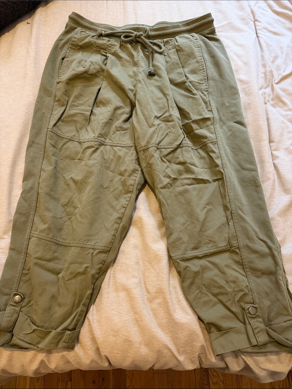 Daily Practice Olive Green Drawstring Casual Cargo Pants
